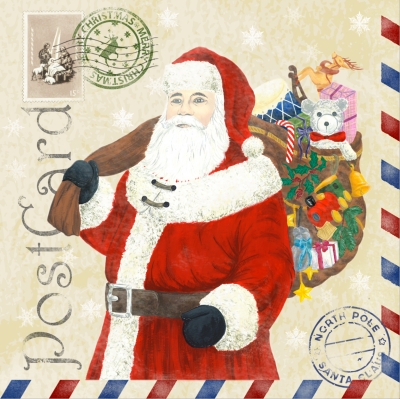 Servetel decorativ 'Santa postcard', 33cm