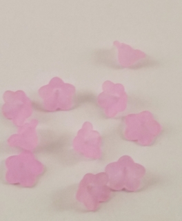Set de 10 flori din plastic, roz-neon  mat, 8*12mm