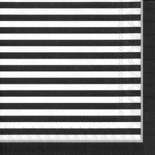 Servetel decorativ 'Top stripes white/black', 33cm