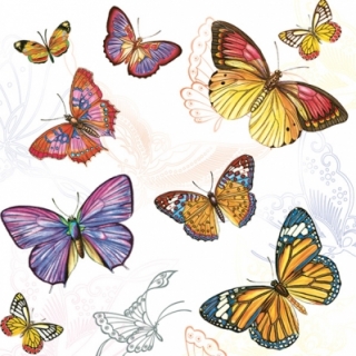 Servetel decorativ 'Colourful butterflies', 33cm