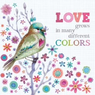 Servetel decorativ 'Love in different colours', 33cm