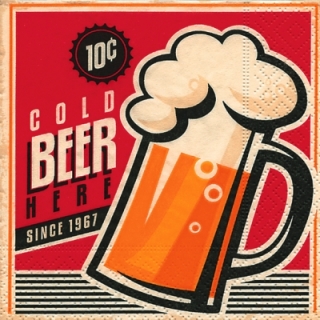Servetel decorativ 'Cold beer', 25cm
