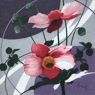Servetel decorativ 'Elegant pink flowers', 33cm