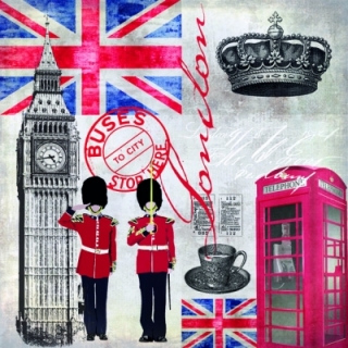 Servetel decorativ „London time”, 33cm