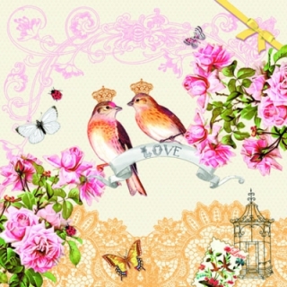 Servetel decorativ „Love birds”, 25cm