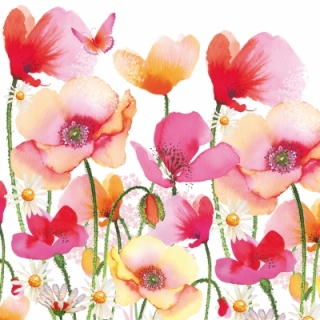 Servetel decorativ 'Aquarell poppies', 25cm