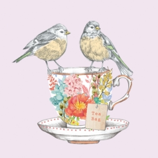 Servetel decorativ 'Tea for two birds', 33cm
