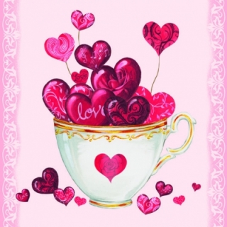 Servetel decorativ 'Cup of hearts', 33cm
