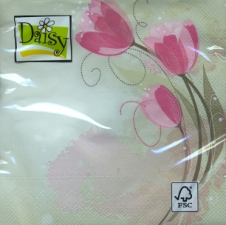 Servetel decorativ 'Pink tulips', 33cm