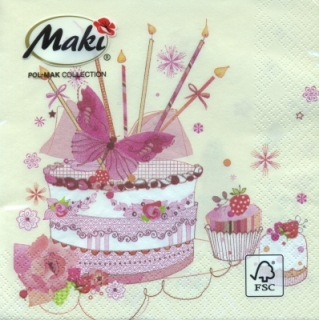 Servetel decorativ 'Birthday cake', 33cm