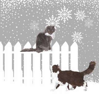 Servetel decorativ 'Snowfall cats', 33cm