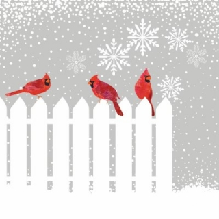 Servetel decorativ 'Snowfall cardinals', 33cm