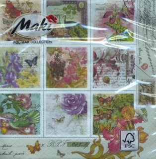 Servetel decorativ 'Vintage style stamps', 33cm