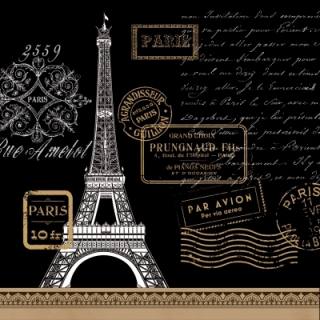 Servetel decorativ 'Paris rendezvous black', 33cm