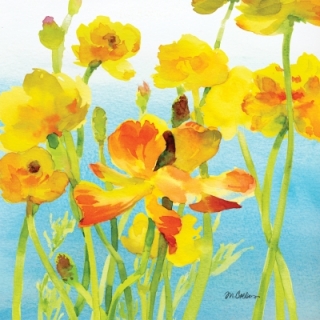 Servetel decorativ 'Yellow buttercups', 33cm