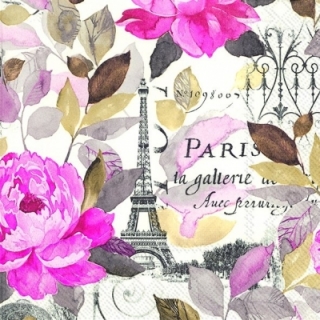 Servetel decorativ 'Jardin Paris pink', 33cm