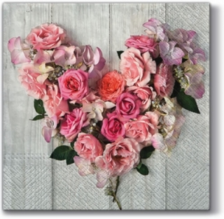 Servetel decorativ 'Rose heart', 33cm