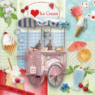Servetel decorativ 'I love icecream', 33cm