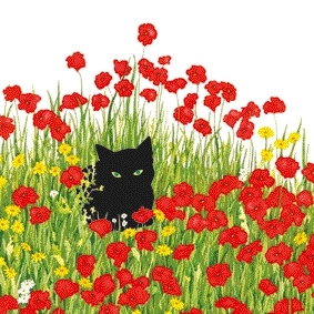 Servetel decorativ 'Black cat poppies', 25cm