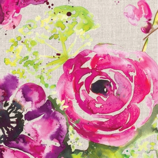Servetel decorativ 'Painted blossoms', 33cm