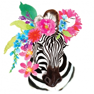 Servetel decorativ 'Flora zebra', 33cm