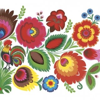 Servetel decorativ 'Floral folk pattern', 33cm