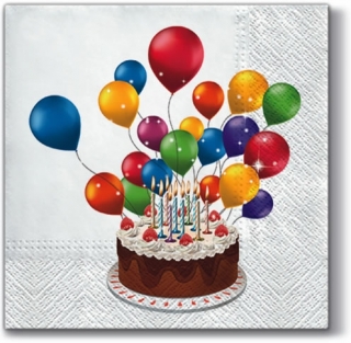Servetel decorativ 'Cake with balloons', 33cm