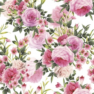 Servetel decorativ 'Pink flowers', 33cm
