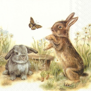 Servetel decorativ 'Playful bunnies', 33cm
