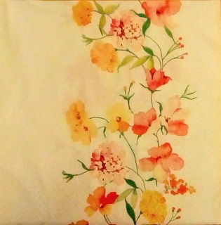 Servetel decorativ 'Painted flowers', 33cm