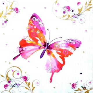 Servetel decorativ 'Pretty buterfly', 33cm