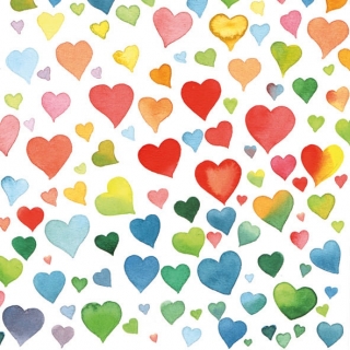 Servetel decorativ 'Colourful hearts mix', 33cm