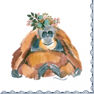 Servetel decorativ 'Orangutan', 33cm