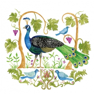 Servetel decorativ 'Bodrum peacock', 25cm