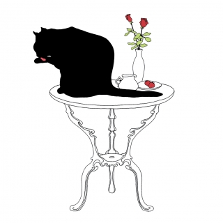 Servetel decorativ 'Black cat bath', 33cm