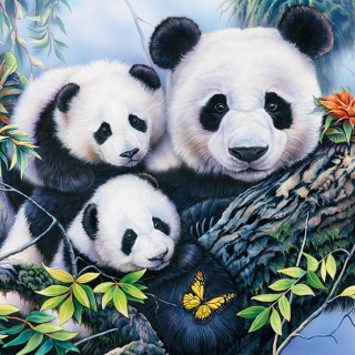 Servetel decorativ 'Panda family', 33cm