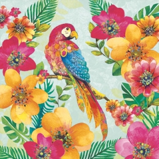 Servetel decorativ 'Tropical parrot', 33cm