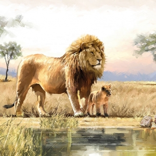 Servetel decorativ 'Lions', 33cm