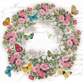 Servetel decorativ 'Wreath of flowers', 25cm