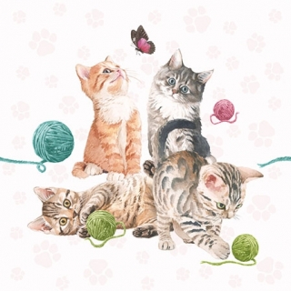 Servetel decorativ 'Playing kitty', 25cm