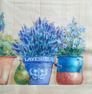 Servetel decorativ 'Lavender in flowerpot', 33cm