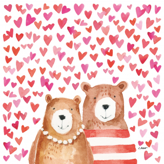 Servetel decorativ 'Bears in love', 33cm