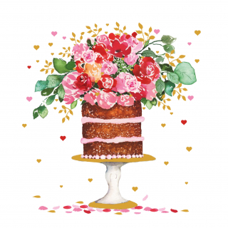 Servetel decorativ 'Cake and flowers', 33cm