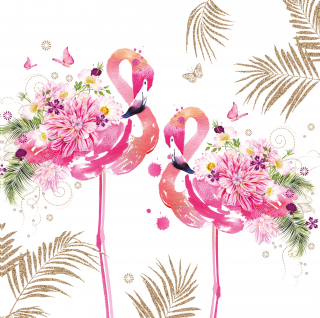 Servetel decorativ 'Floral flamingos', 33cm