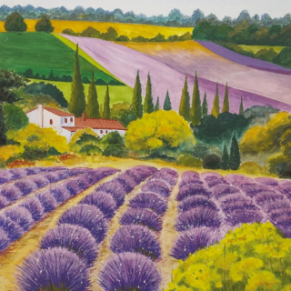 Servetel decorativ 'Scenic lavender farm', 33cm