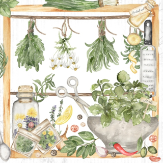 Servetel decorativ 'Herbs and spices', 33cm
