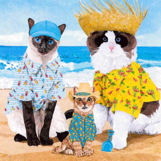 Servetel decorativ 'Cats beach party', 33cm