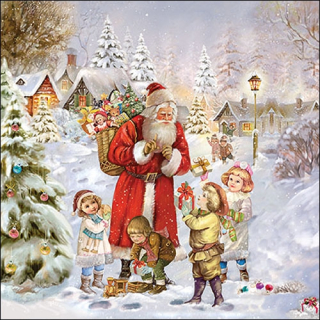 Servetel decorativ 'Santa with presents', 33cm