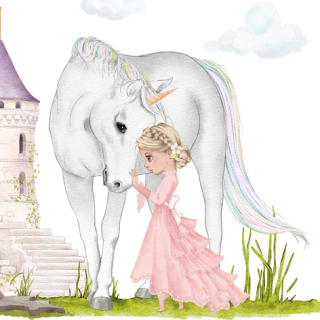 Servetel decorativ 'Princess and unicorn', 33cm