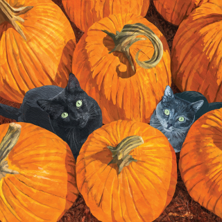 Servetel decorativ 'Pumpkin cats', 33cm